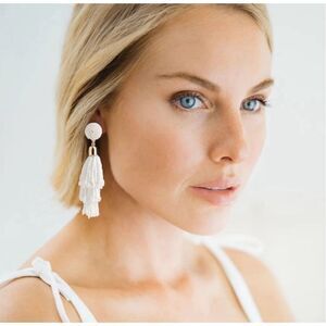 Panacea Rachel Zoe Box of Style White Tassel Seed Statement Earrings